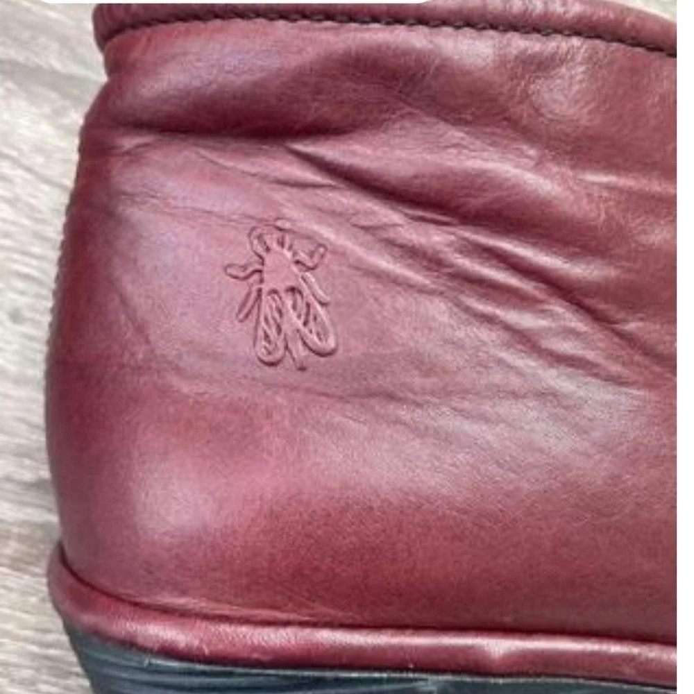 Fly London Burgundy Wedge Shoes 6.5, Peter Pan, Boho Meets funky